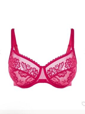 Simone Pérèle's Romance Full Cup - Sheer Floral Underwire Bra in Cranberry 36DD